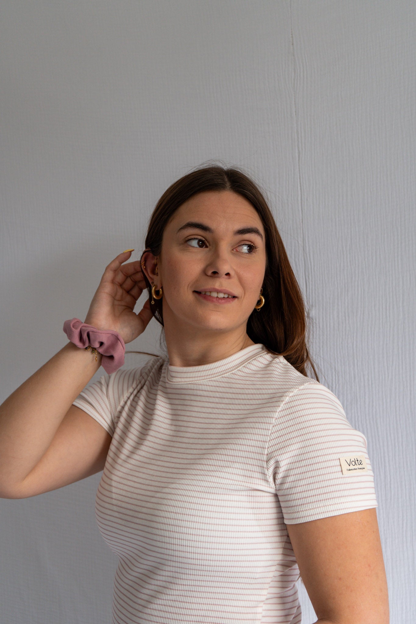 T-shirt Le Basique - Rayé rose
